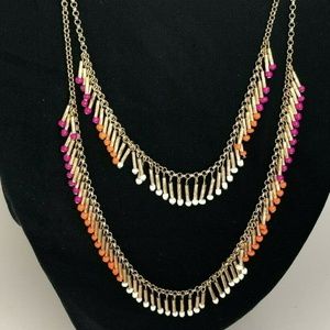 INC MULTI Gold Pink Orange Bead Chain Necklace NWT